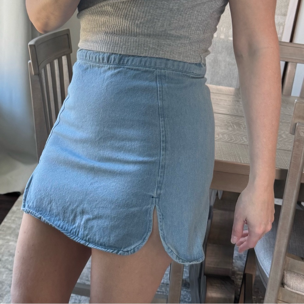 Slit Light Medium Wash Jean skirt